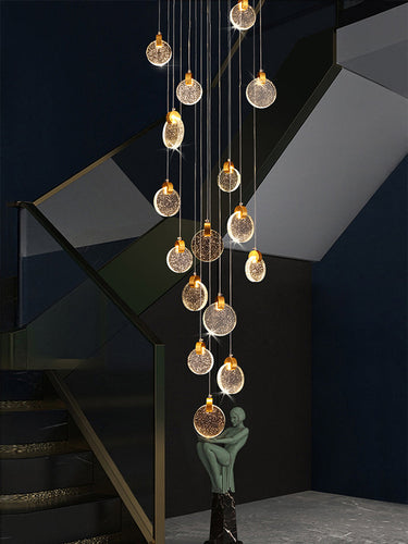 Modern Bubble Crystal Disc Staircase Chandelier